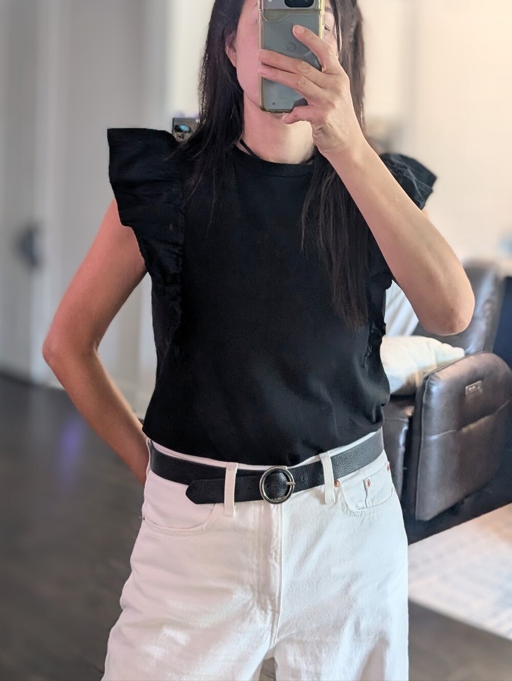 A New Day M Black Ruffle Sleeve Tank Top - Chic Everyday Essential
